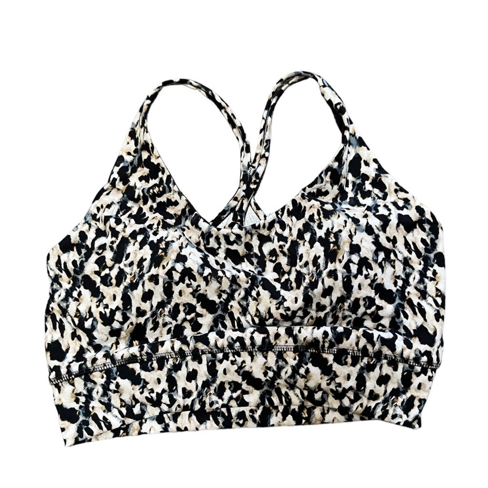 Core 10 animal print strappy yoga exercise black blue sports workout bra Medium